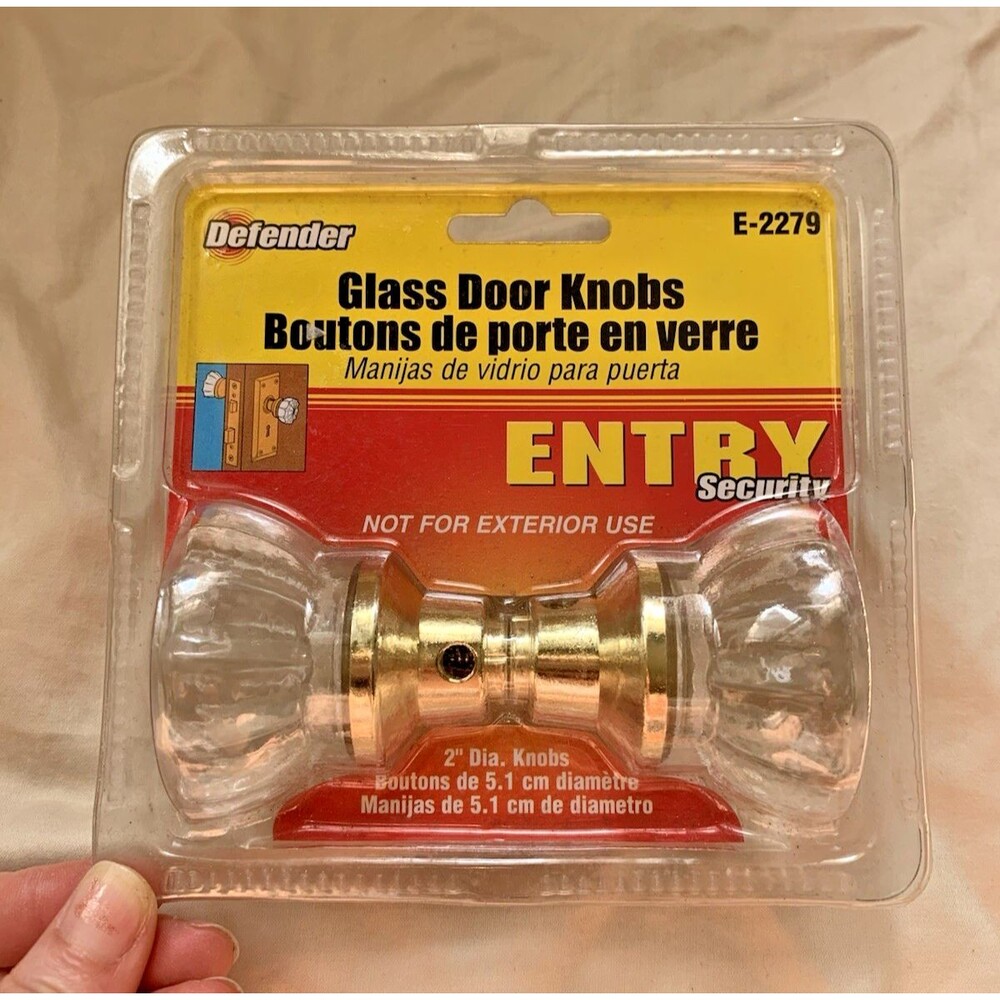 Defender Glass Door Knob E-2279 Replacement Brass Hardware NEW 2” Dia Knob 5.1cm